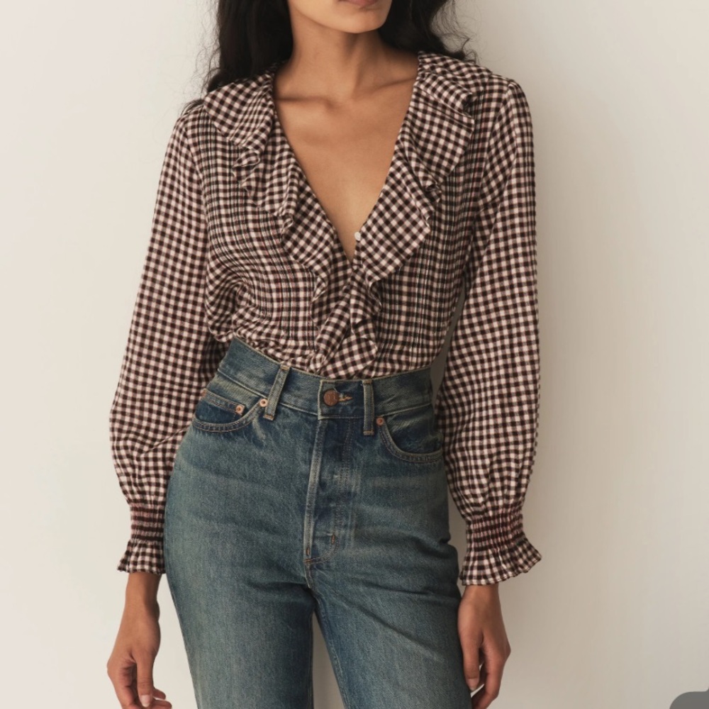 Doen plaid Hardy top XS NWT